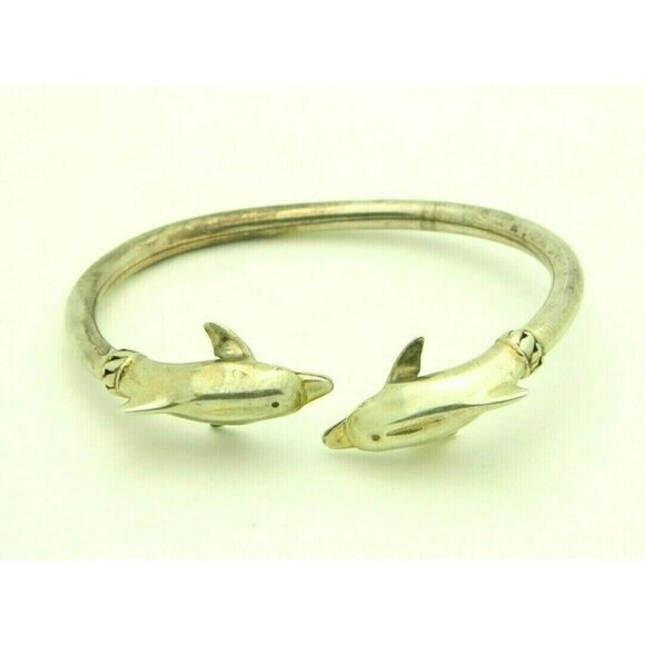 Kabana Signed KBN Sterling Silver Dolphin Wrap Bangle Tension Bracelet 17g - Picture 1 of 4